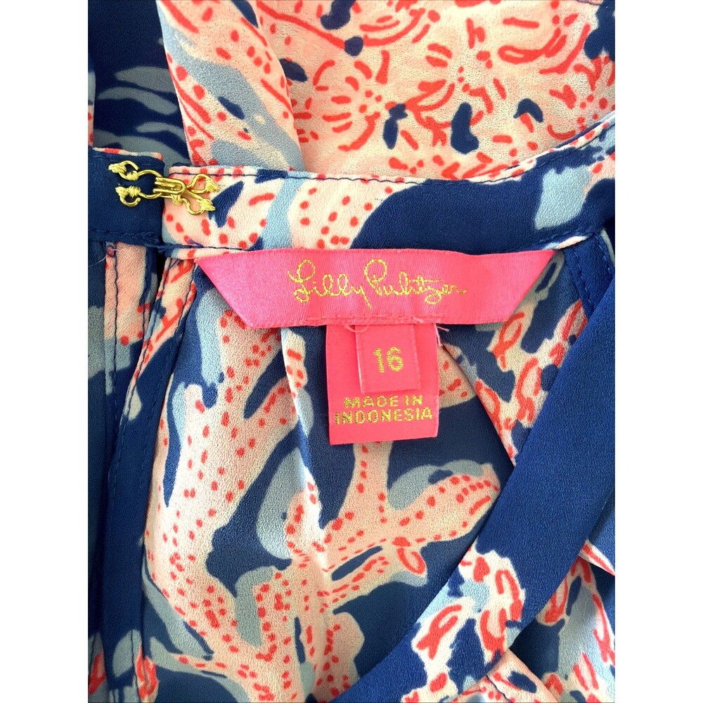 Lilly Pulitzer Pamelyn Dress Borealis Blue Womens 16 Swim On Over All Over Print - Picture 15 of 15